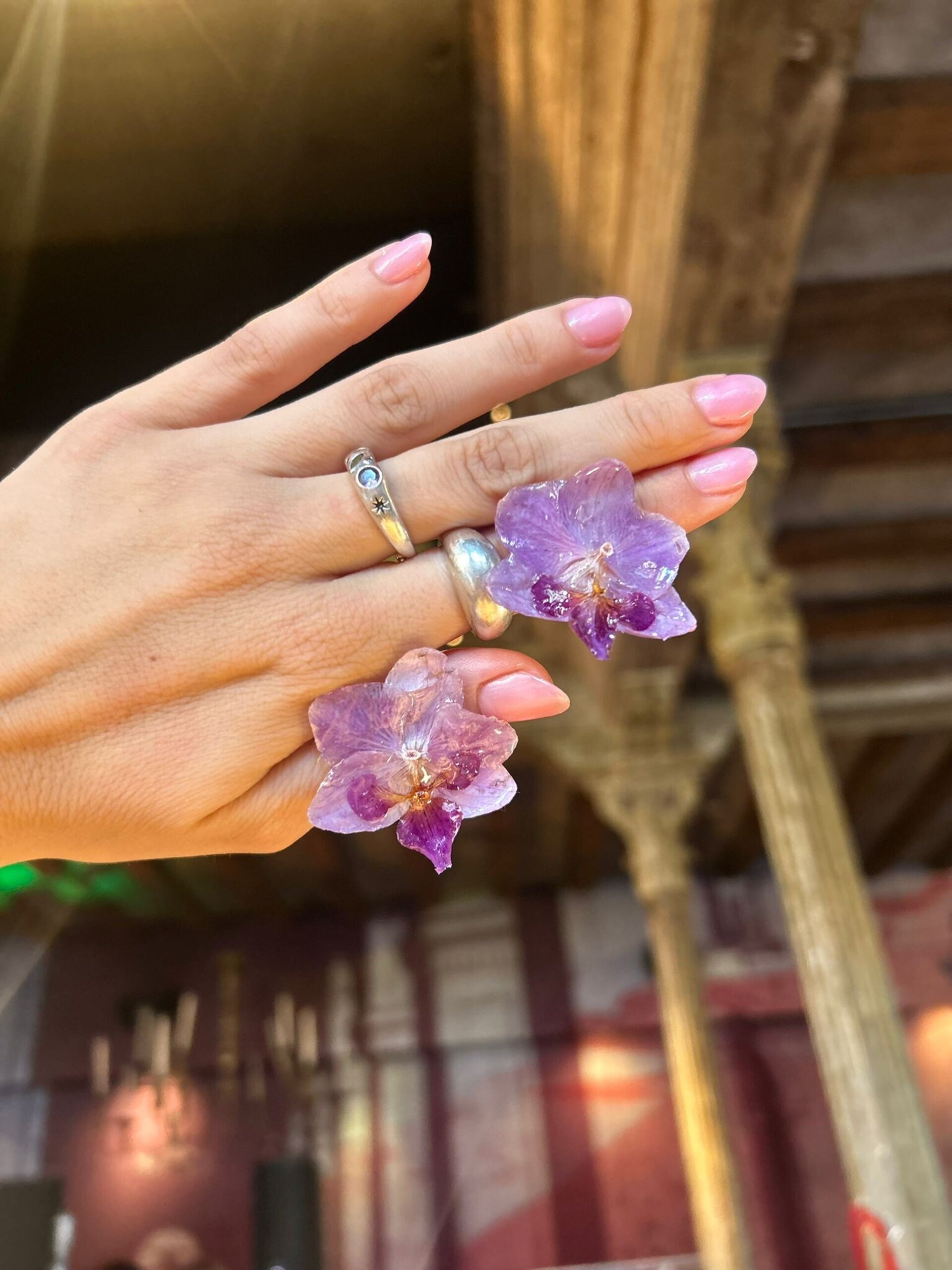 Pendientes Orquideas Lila Mini 💫 - 2