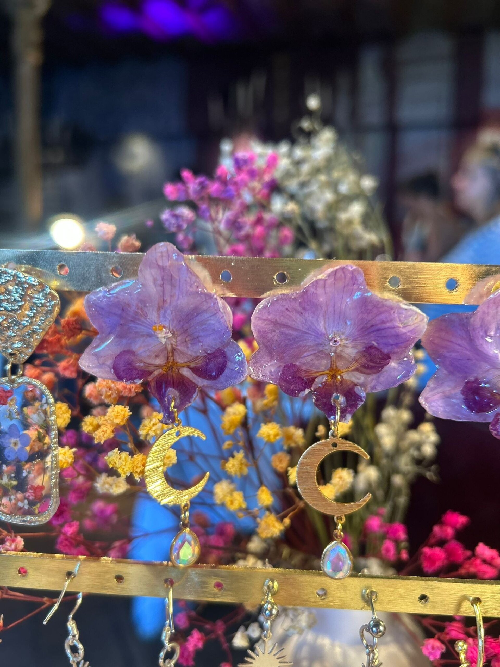 Pendientes Orquideas Lila Mini Colgantes 💫 - 2