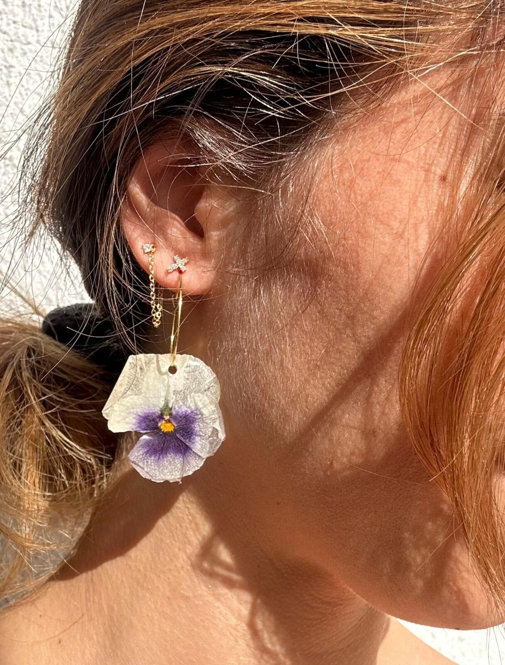 Memorias Imposibles 💗 - Pendientes Violas Aro Dorado - 2