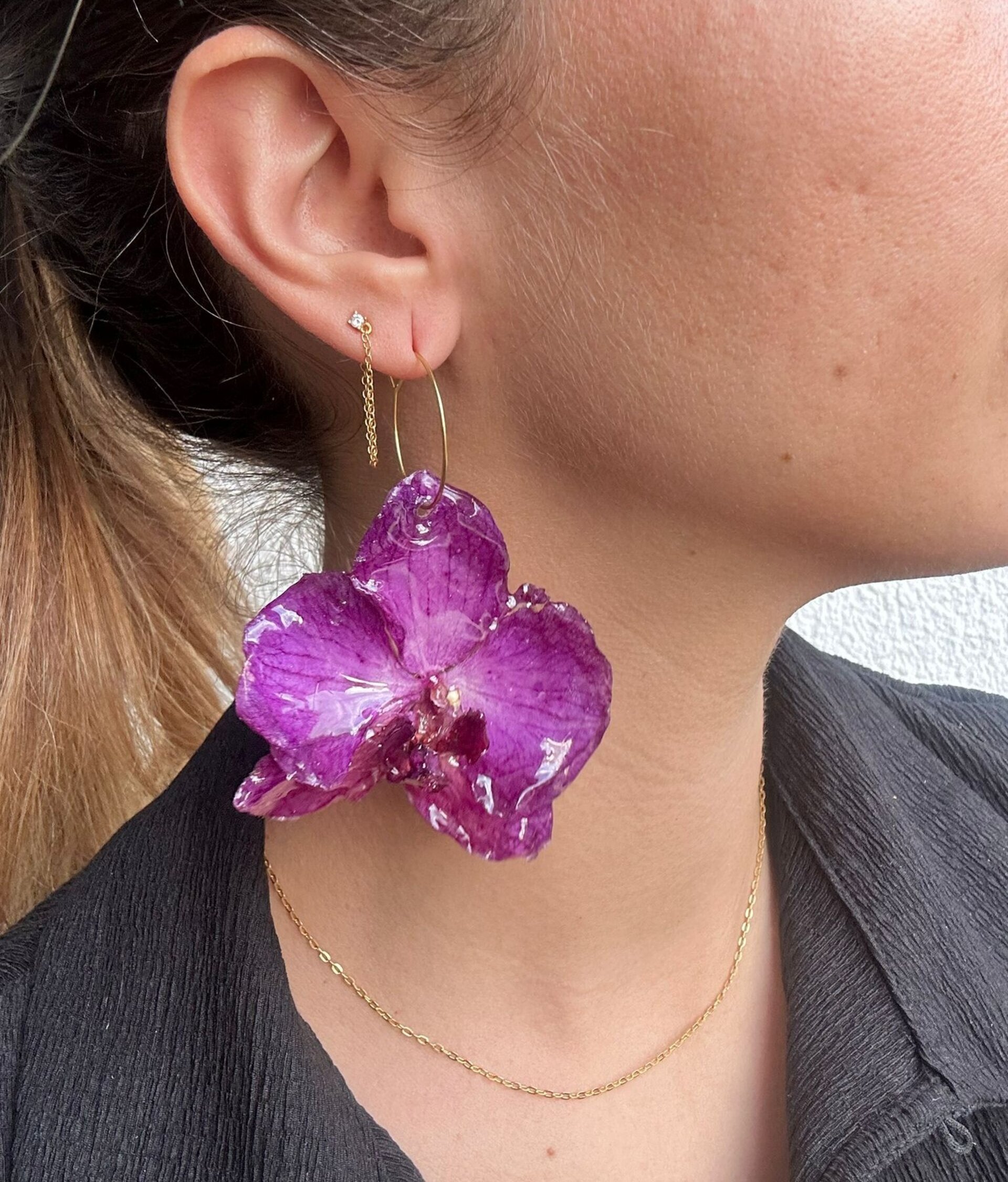 Vuelo 307 ✈️ - Pendientes Orquideas Maxi Lila Oscuro - 2