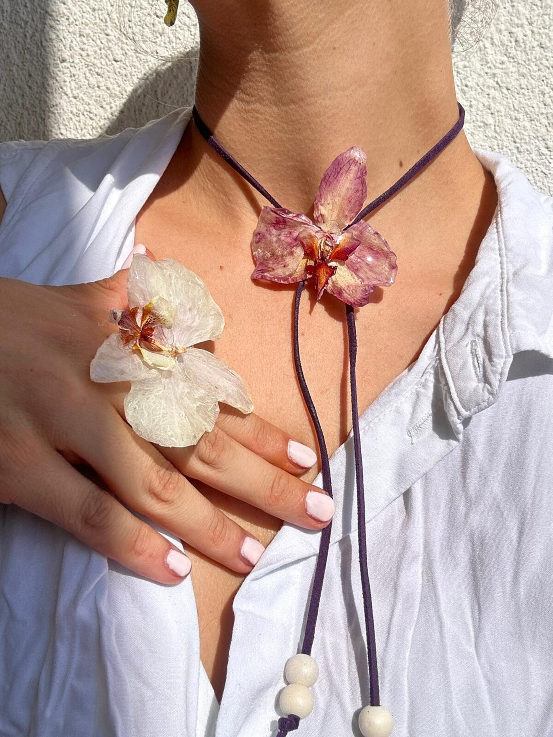 Collar Orquidea Lila Cordon - 3